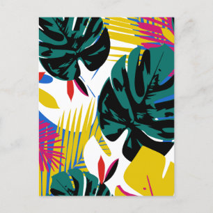 Cartão Postal De Festividades Abstrato Geométrico de Monstera Tropical