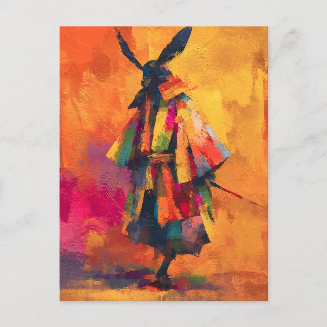 Cartão Postal De Festividades Abstrato Samurai Warrior Silhouette (Frente)