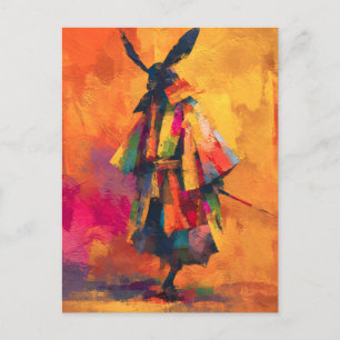 Cartão Postal De Festividades Abstrato Samurai Warrior Silhouette