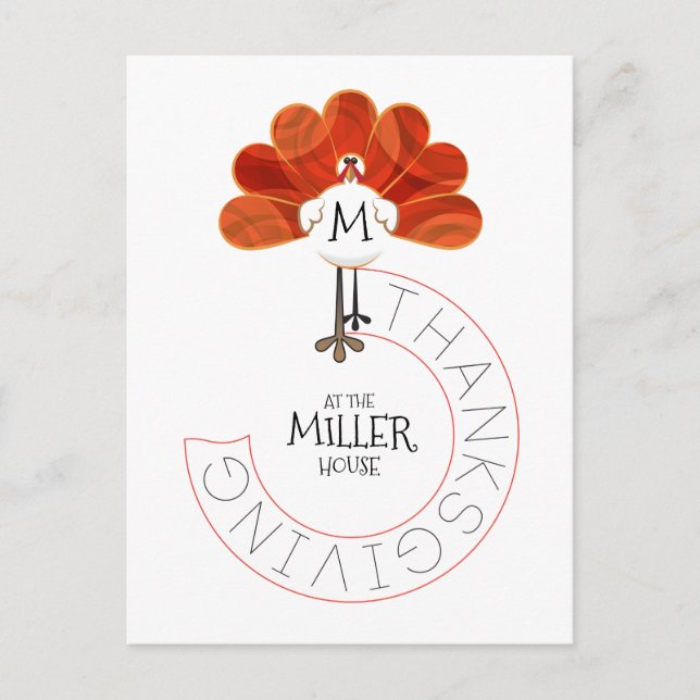 Cartão Postal De Festividades Ação de Graças à Turquia (Frente)