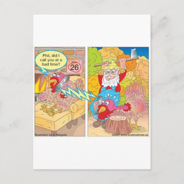 Cartão Postal De Festividades Ação de Graças à Turquia em Espera Ofertas e Camis (Frente)