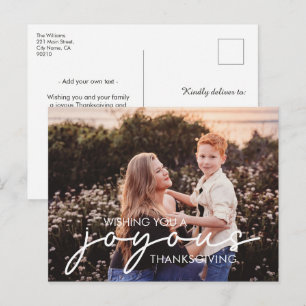 Cartão Postal De Festividades Ação de Graças Alegre Foto Personalizada Moderna