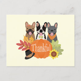 Cartão Postal De Festividades Ação de Graças aos Bulldog Franceses