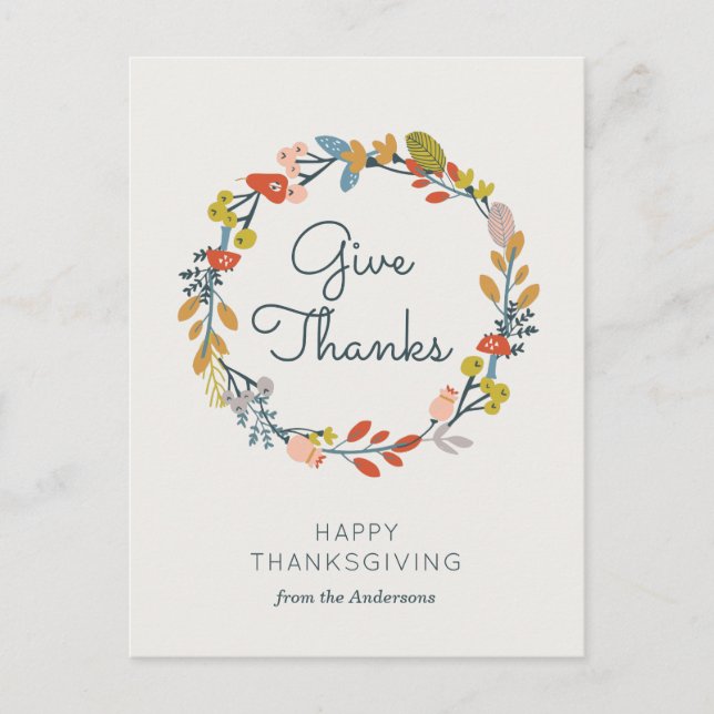 Cartão Postal De Festividades Ação de Graças Botânica de Queda (Frente)