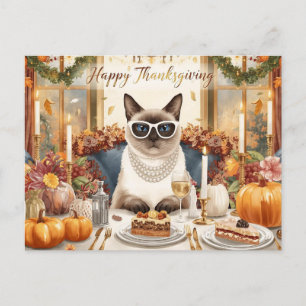 Cartão Postal De Festividades Ação de Graças com abóbora e flor para amante de g