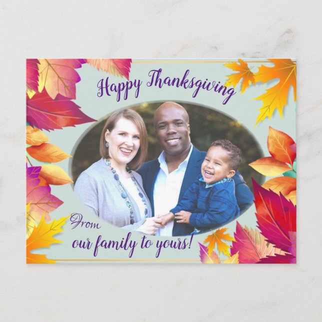Cartão Postal De Festividades Ação de Graças da Sua Família Fotográfica (Frente)