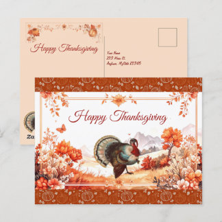 Cartão Postal De Festividades Ação de Graças da Turquia Patriótica