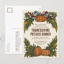 Cartão Postal De Festividades Ação de Graças de Colheita de Americanas Quentes