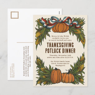 Cartão Postal De Festividades Ação de Graças de Colheita de Americanas Quentes