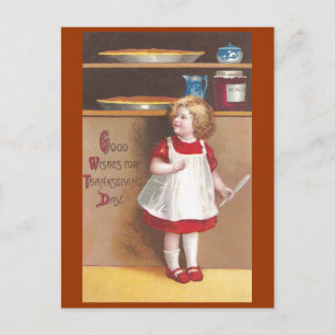 Cartão Postal De Festividades Acção de graças do vintage da menina e dos tart