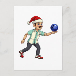 Cartão Postal De Festividades Acrátilo de Natal de Boliche Esportes Férias Natal