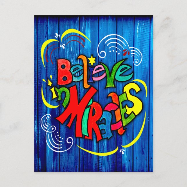 Cartão Postal De Festividades Acredite em milagres (Frente)