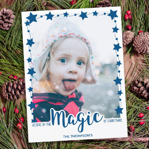 Cartão Postal De Festividades Acredite na Magia da Foto Personalizada do Natal