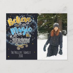 Cartão Postal De Festividades Acredite na Magia... Temporada de Férias Cartão de