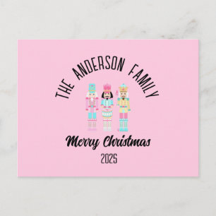 Cartão Postal De Festividades Acrililmo de Natal Rosa Personalizado Nome