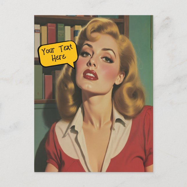 Cartão Postal De Festividades Add a Caption Retro Glamour (Frente)