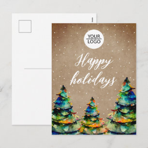 Cartão Postal De Festividades Adicionar logotipo Texto personalizado Árvore de N