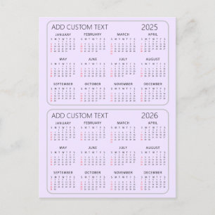 Cartão Postal De Festividades adicionar seu próprio texto personalizado Calendár