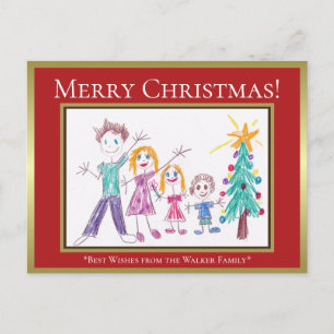 Cartão Postal De Festividades Adicione o Natal da sua família de arte