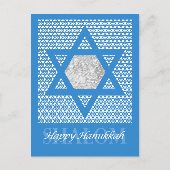 Cartão Postal De Festividades ADICIONE SUA PRÓPRIA FOTO - Hanukkah - Estrela de  (Frente)