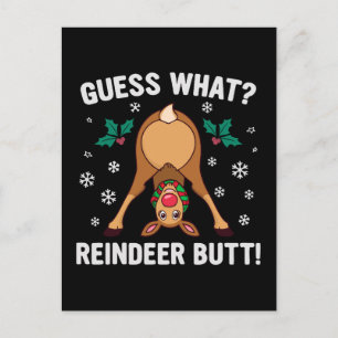 Cartão Postal De Festividades Adivinhe o que Piada de Natal do Traseiro de Rena