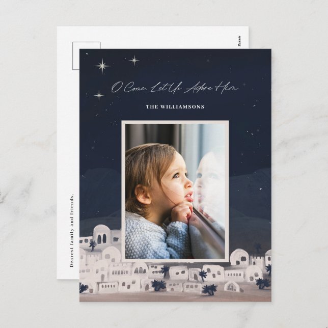 Cartão Postal De Festividades Adoremo-Lo Por Belém, Natal Religioso (Frente/Verso)