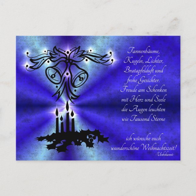 Cartão Postal De Festividades Advent, Weihnachten, Gedicht auf Deutsch (Frente)