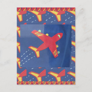 Cartão Postal De Festividades Aeroplane Aircraft Flight Travel Picnic Holidays