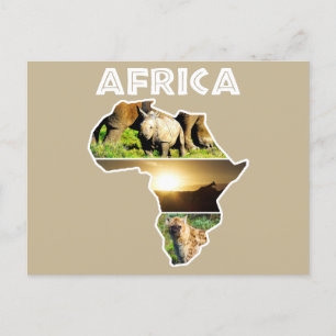 Cartão Postal De Festividades África, Colagem Continente de Vida Selvagem