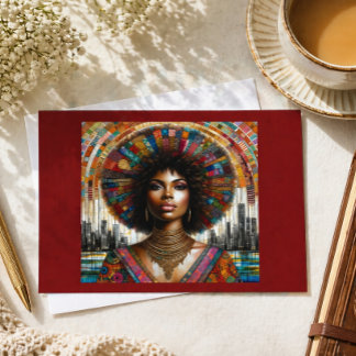 Cartão Postal De Festividades Afrofuturismo Retrato de Mulher Negra Arte Ousada