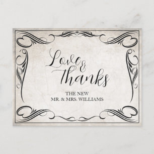 Cartão Postal De Festividades Agradecimento de Casamento Vintage Black Art Déco