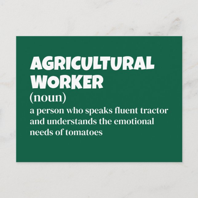 Cartão Postal De Festividades Agricultor e trabalhador agrícola - Definição engr (Frente)
