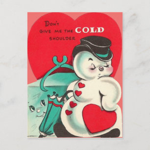 Cartão Postal De Festividades Agrilho De Gelo De Boneco De Neve Coração Guarda-C
