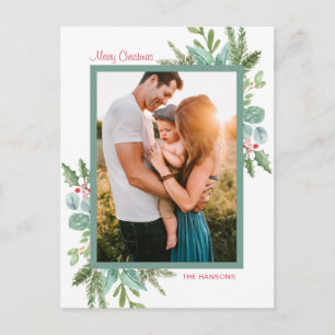 Cartão Postal De Festividades Água-forte Rústica de Natal Foto Feliz Natal