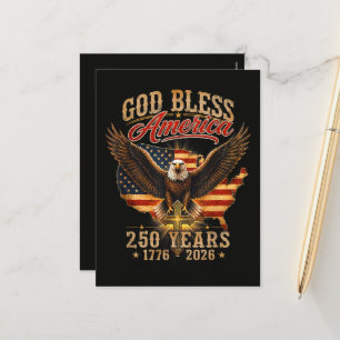 Cartão Postal De Festividades Águia Deus Abençoe a América 250 Anos 1776 2026