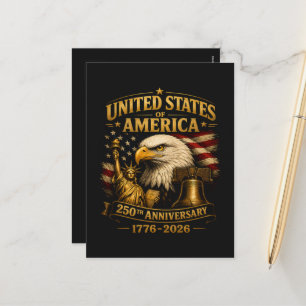 Cartão Postal De Festividades Águia do 250º Aniversário dos Estados Unidos da Am