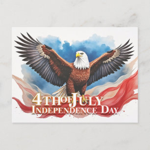 Cartão Postal De Festividades Águia do 4 de julho - Design de Arte Patriótica
