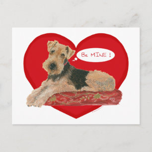 Cartão Postal De Festividades Airedale/namorados de galês Terrier