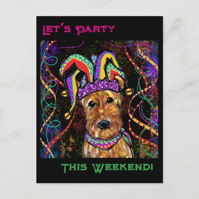 CARTÃO POSTAL DE FESTIVIDADES AIREDALE TERRIER (Frente)