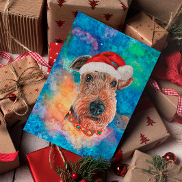 Cartão Postal De Festividades Airedale Terrier Raça Cachorro Natal