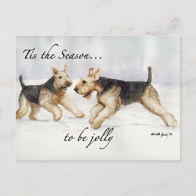 Cartão Postal De Festividades Airedale Tis o cartão-postal da arte Seson (Frente)