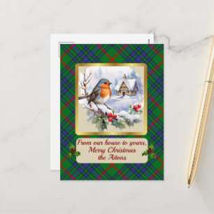 Cartão Postal De Festividades Aiton Tartan w/Robin Personalizado