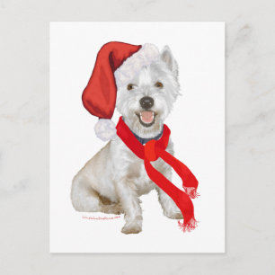 Cartão Postal De Festividades Ajudante do Papai Noel Westie