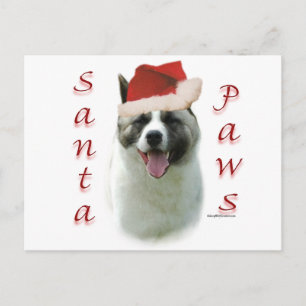 Cartão Postal De Festividades Akita Papais noeis Paws
