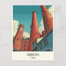 Akron Ohio Poster de viagens Vintage City Skyline
