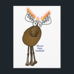 Cartão Postal De Festividades Alces de Hanukkah!<br><div class="desc">Este alce pequeno Menorah dos desenhos animados está desejando-lhe um Moosed Hanukkah feliz!</div>
