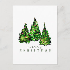 Cartão Postal De Festividades Alcohol Ink Design Christmas Tree Postcard