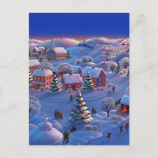 Cartão Postal De Festividades Aldeia de natais vintages