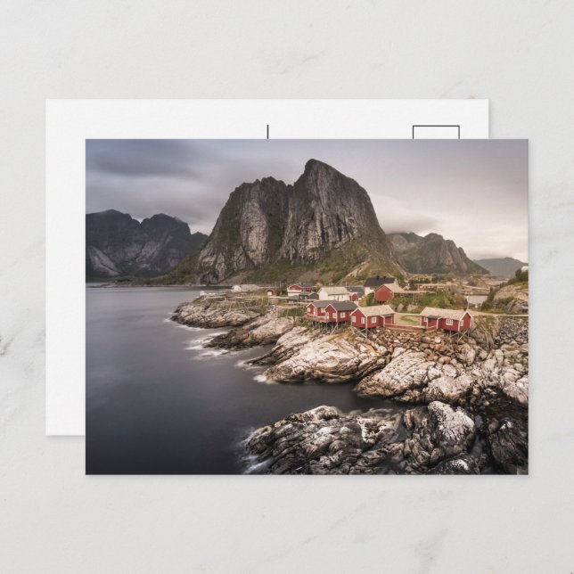 Cartão Postal De Festividades Aldeia de Pesca Lofoten Hamnoya (Frente/Verso)