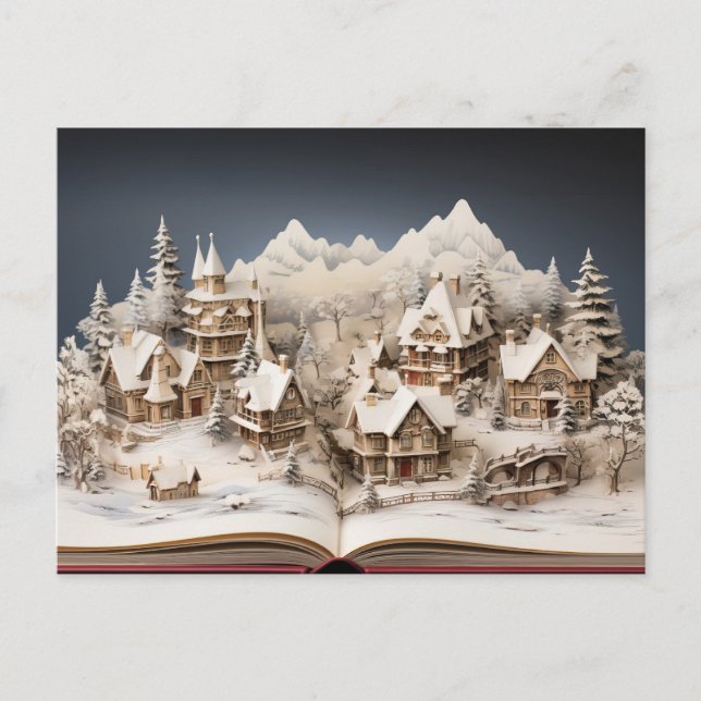 Cartão Postal De Festividades Aldeia de Storybook no Alpino de Natal (Frente)